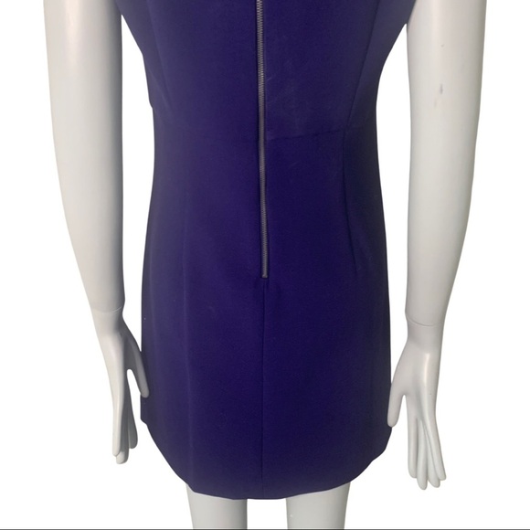 DIANE VON FURSTENBURG Halle Ponte Knit Purple Sleeveless Dress V-Neck Size 8 - Picture 9 of 16